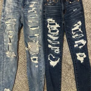 American Eagle Outfitters Blue Skinny Jeans Distressed Style